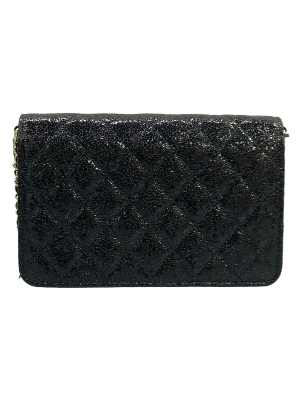 Chanel Wallet Quilted Black Chain Leather Shoulder Bag
